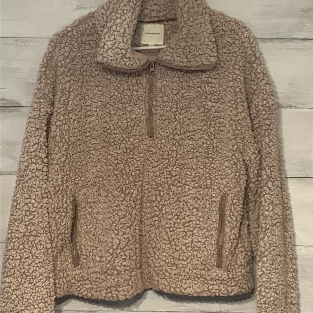 Thread & Supply Sherpa quarter zip with zipped pockets